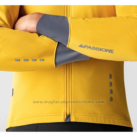2019 Abbigliamento Ciclismo La Passione Giallo Grigio Manica Lunga e Salopette